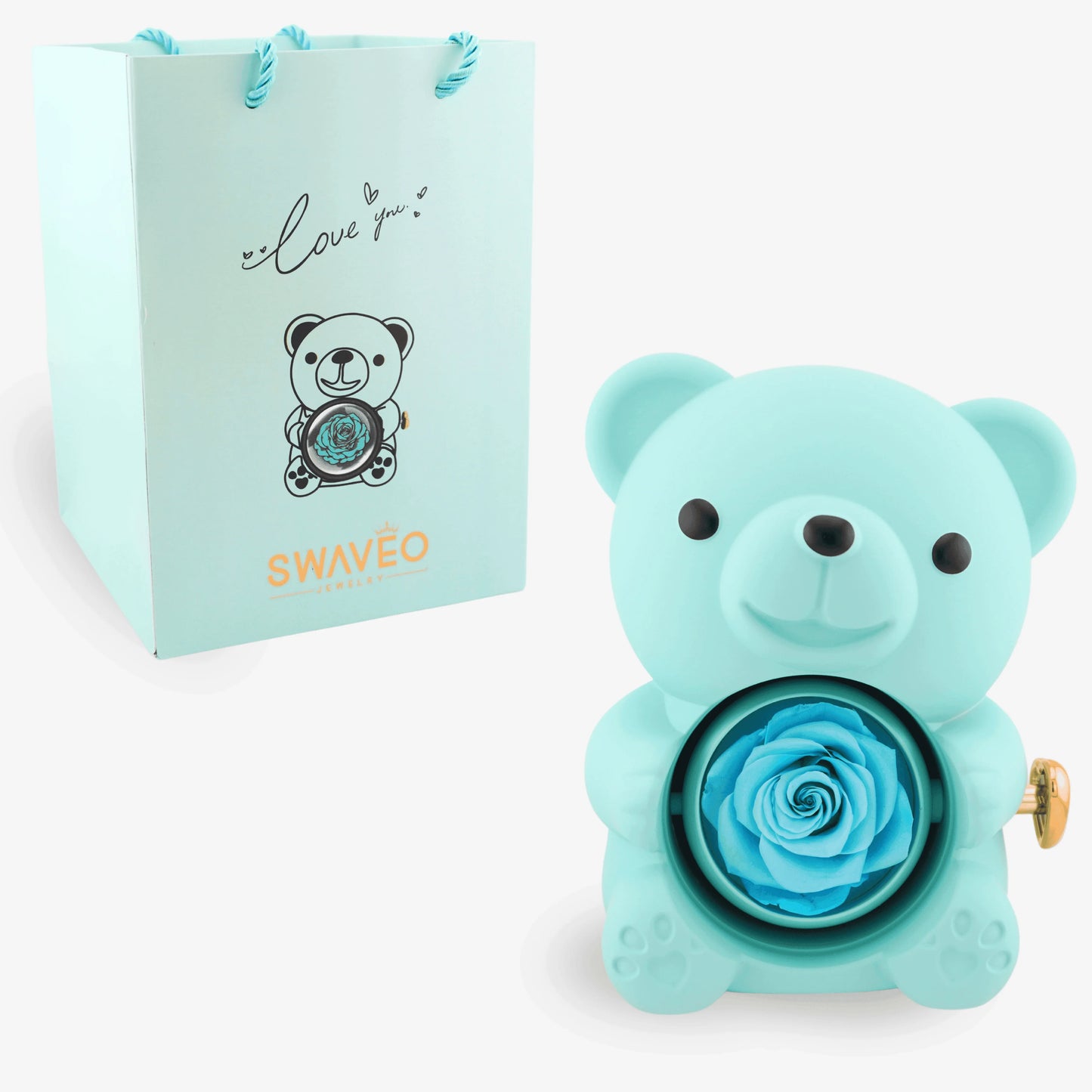 Forever Rose Bear W/ Eternal Heart Necklace - Swaveo Jewelry