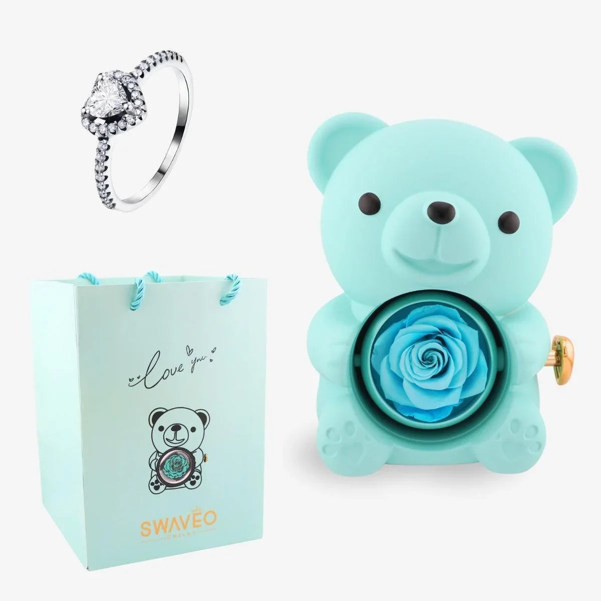 Forever Rose Bear W/ Promise Ring - Swaveo Jewelry