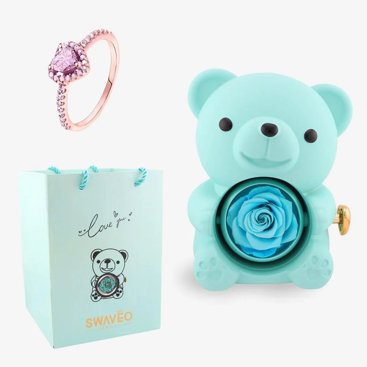 Forever Rose Bear W/ Promise Ring - Swaveo Jewelry