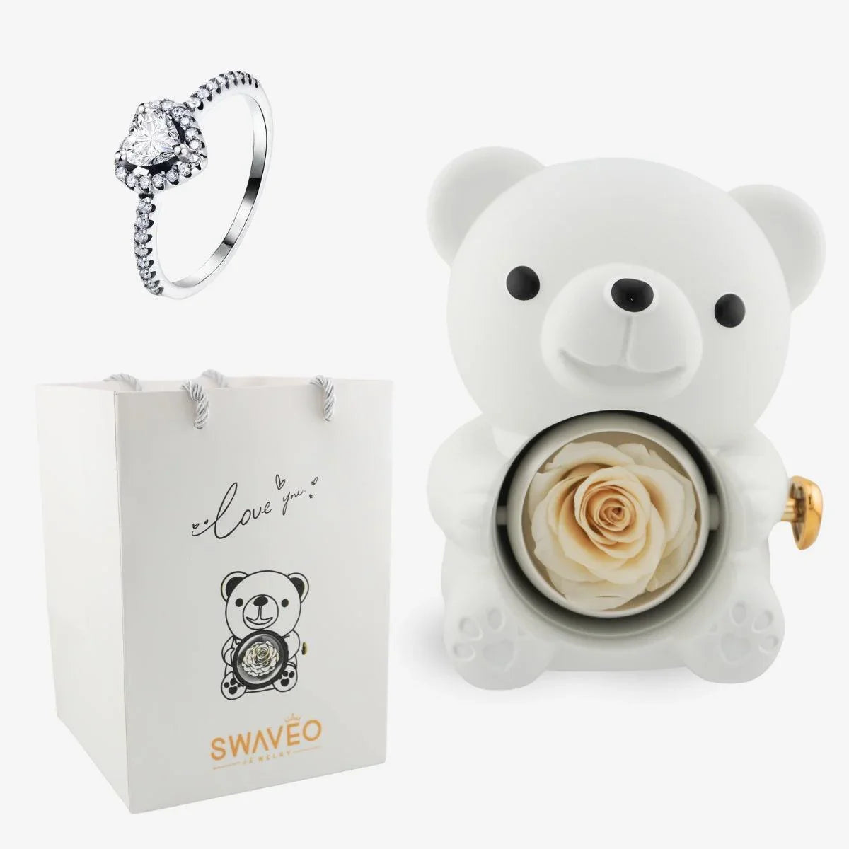 Forever Rose Bear W/ Promise Ring - Swaveo Jewelry
