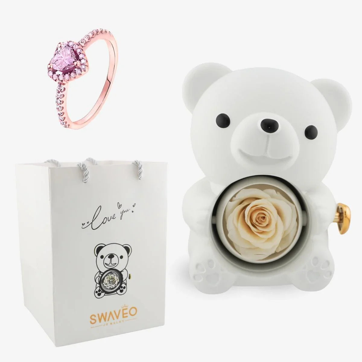 Forever Rose Bear W/ Promise Ring - Swaveo Jewelry