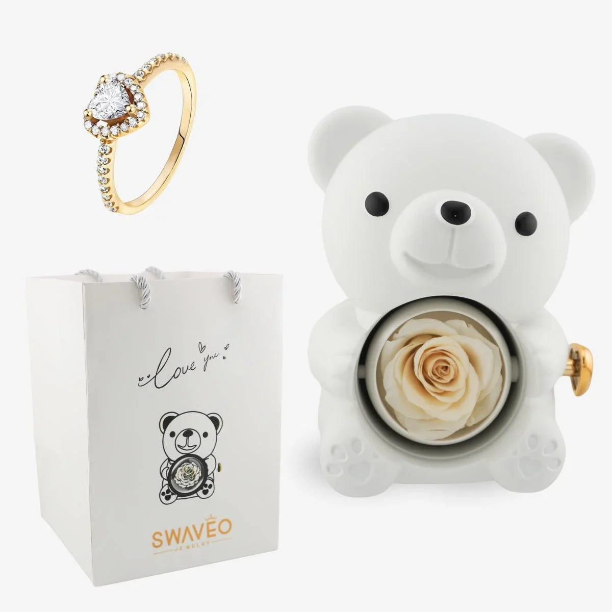 Forever Rose Bear W/ Promise Ring - Swaveo Jewelry