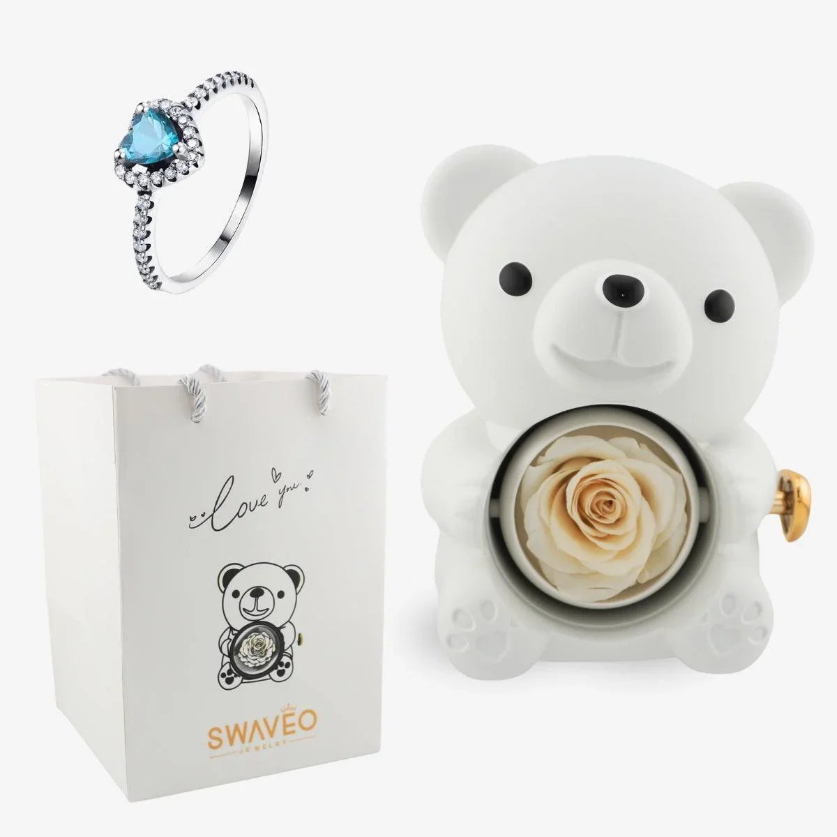 Forever Rose Bear W/ Promise Ring - Swaveo Jewelry