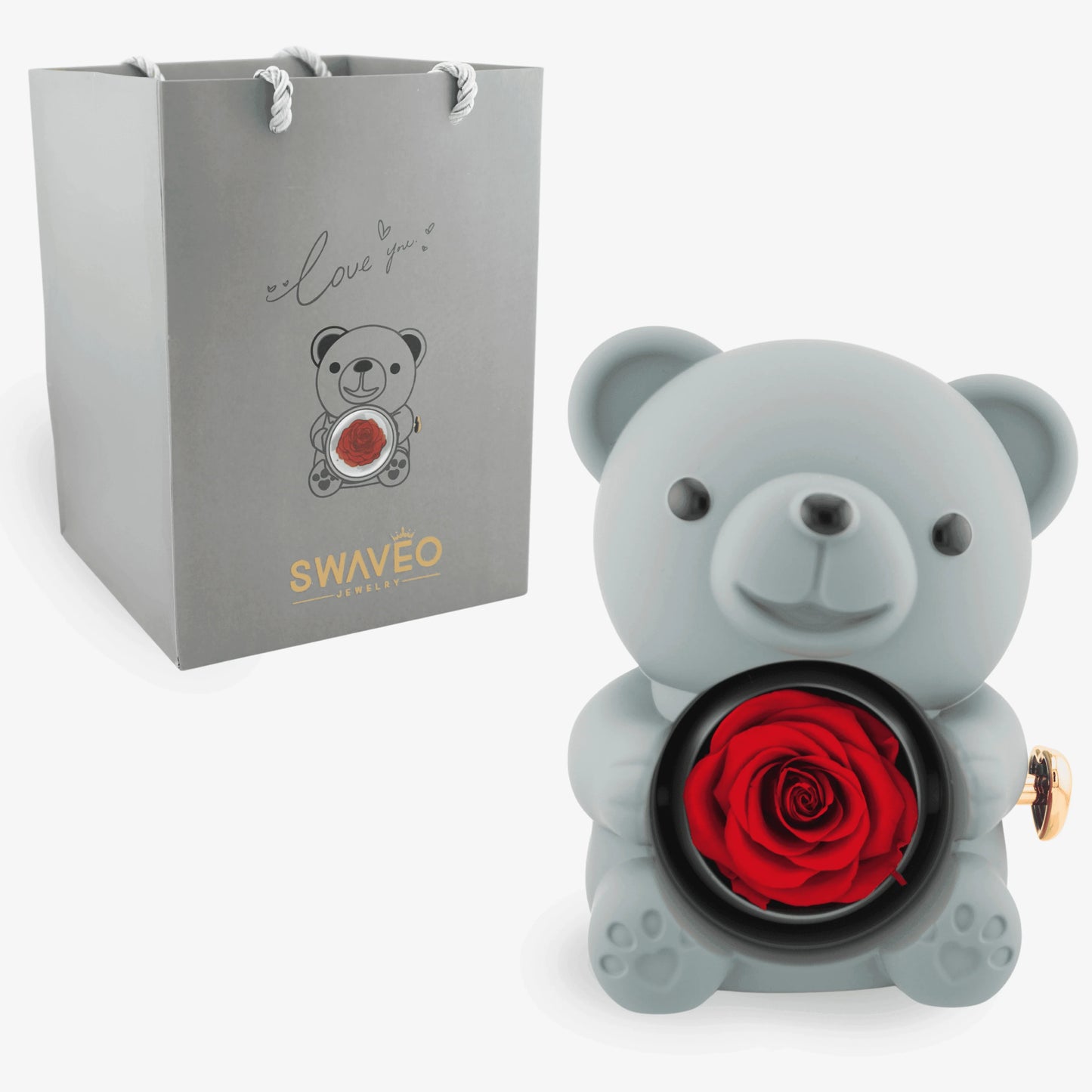 Forever Rose Bear W/ Eternal Heart Necklace - Swaveo Jewelry