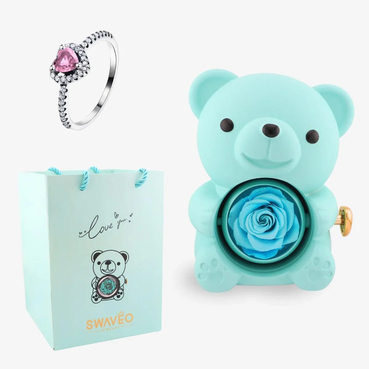 Forever Rose Bear W/ Promise Ring - Swaveo Jewelry