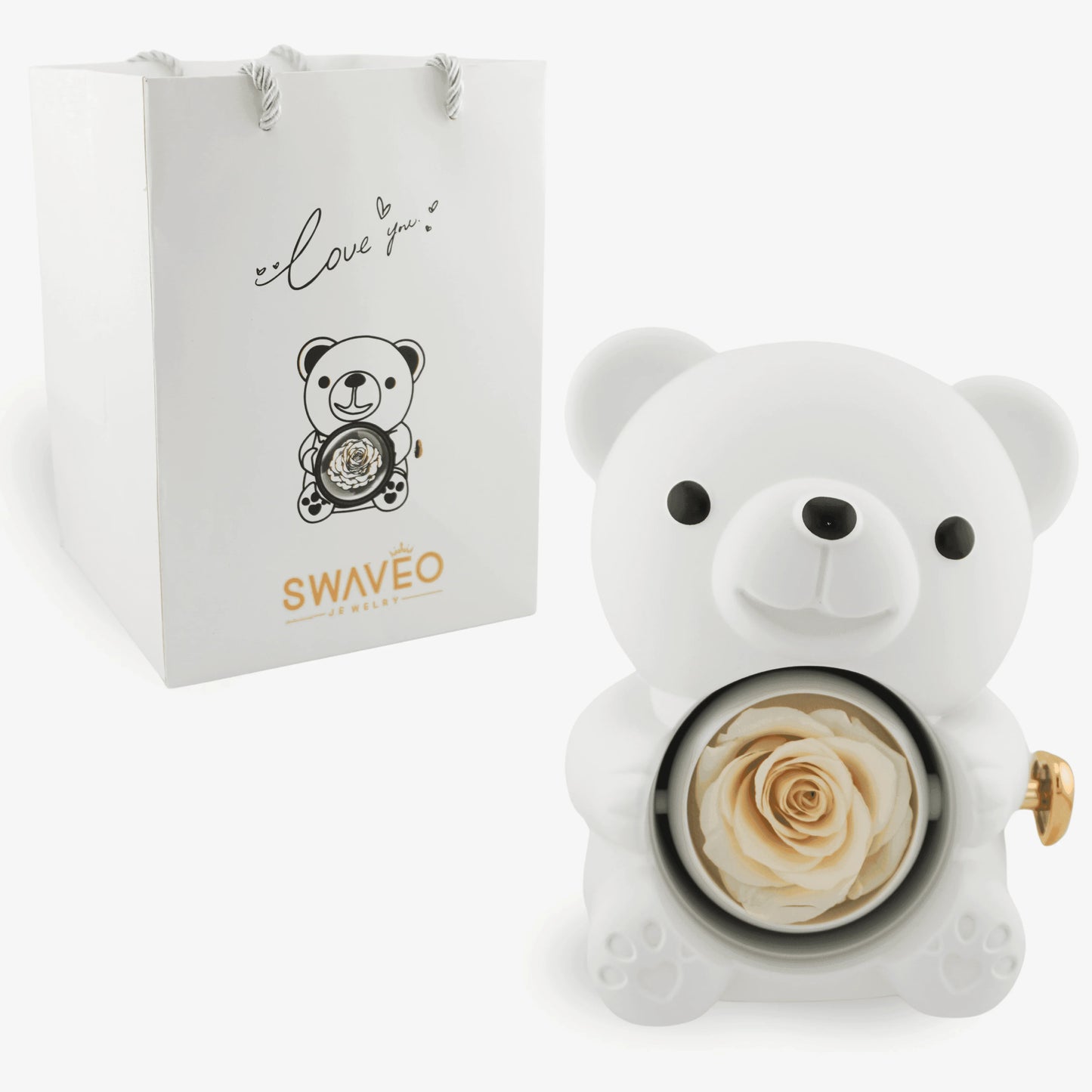 Forever Rose Bear W/ Eternal Heart Necklace - Swaveo Jewelry