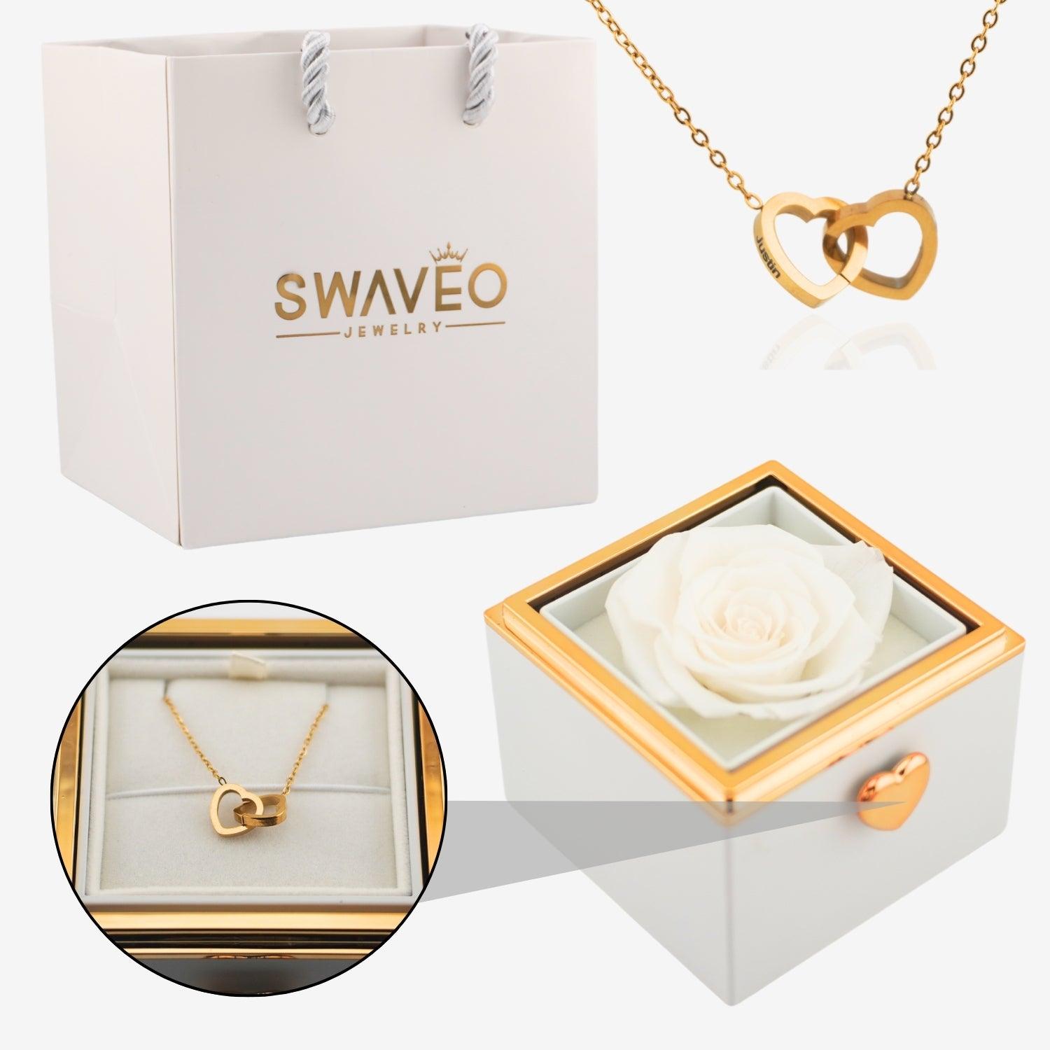 Flip Rose Box - W/ Engraved Necklace - Swaveo Jewelry