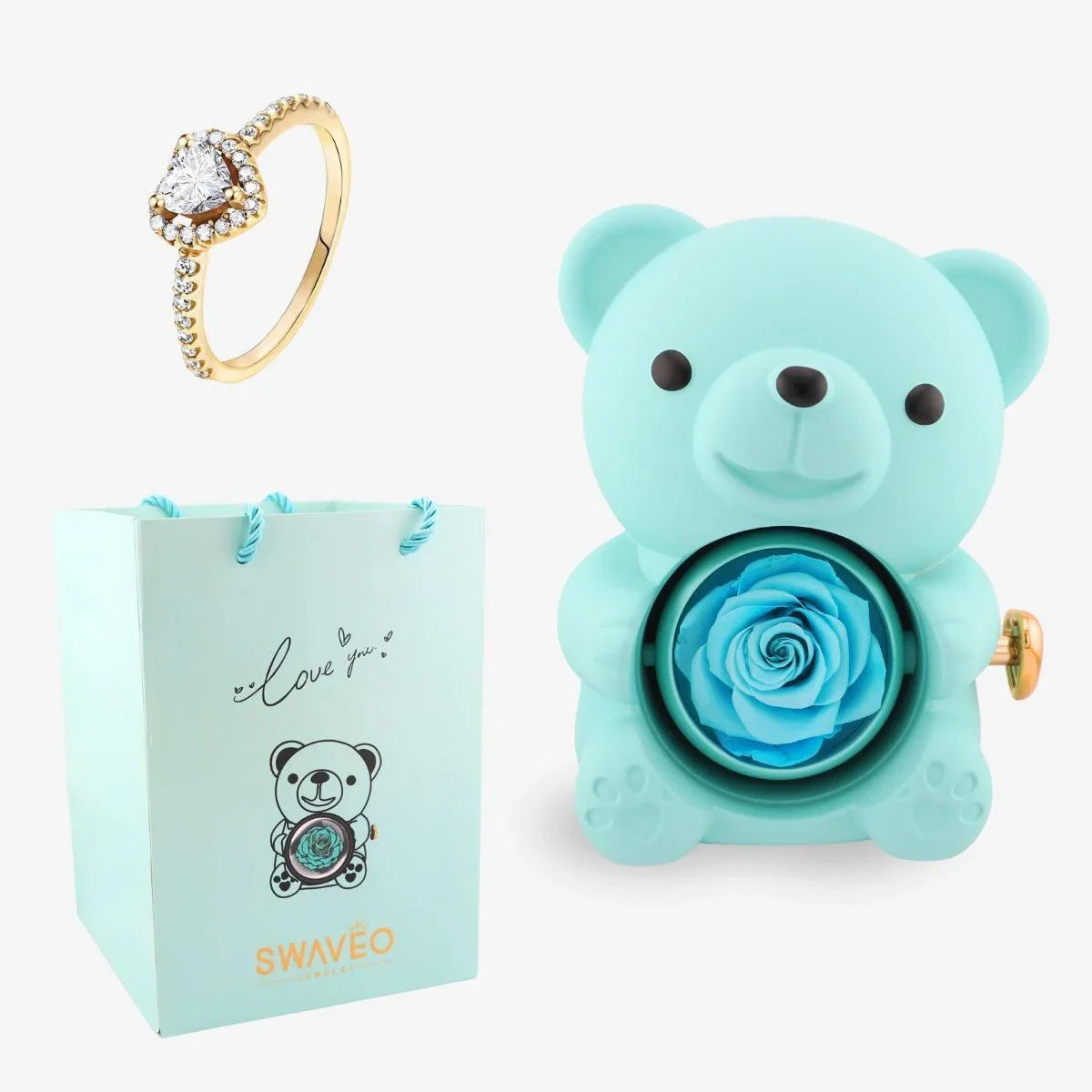 Forever Rose Bear W/ Promise Ring - Swaveo Jewelry