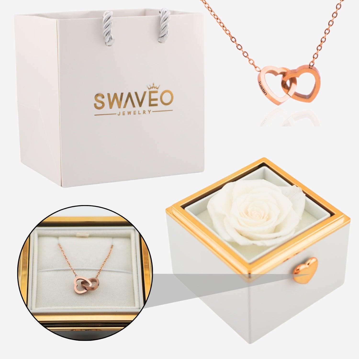 Flip Rose Box - W/ Engraved Necklace - Swaveo Jewelry