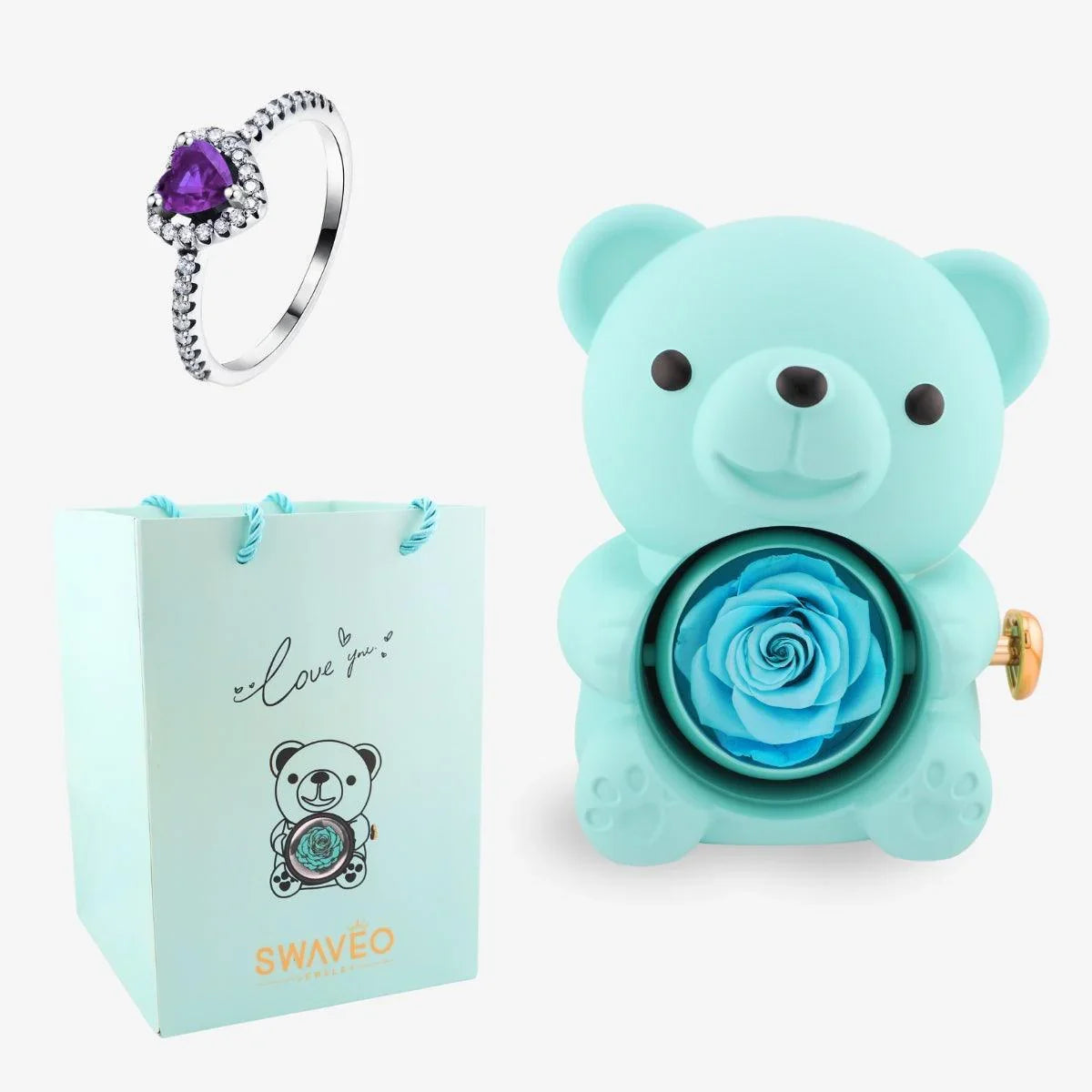 Forever Rose Bear W/ Promise Ring - Swaveo Jewelry