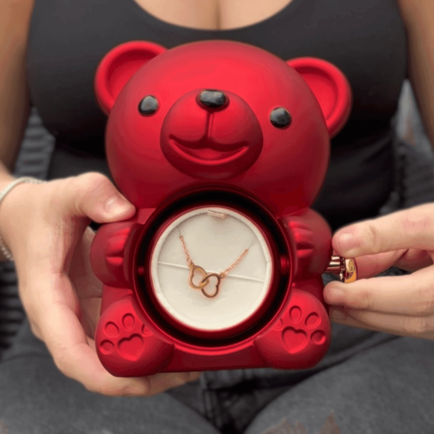 Forever Rose Bear W/ Eternal Heart Necklace - Swaveo Jewelry