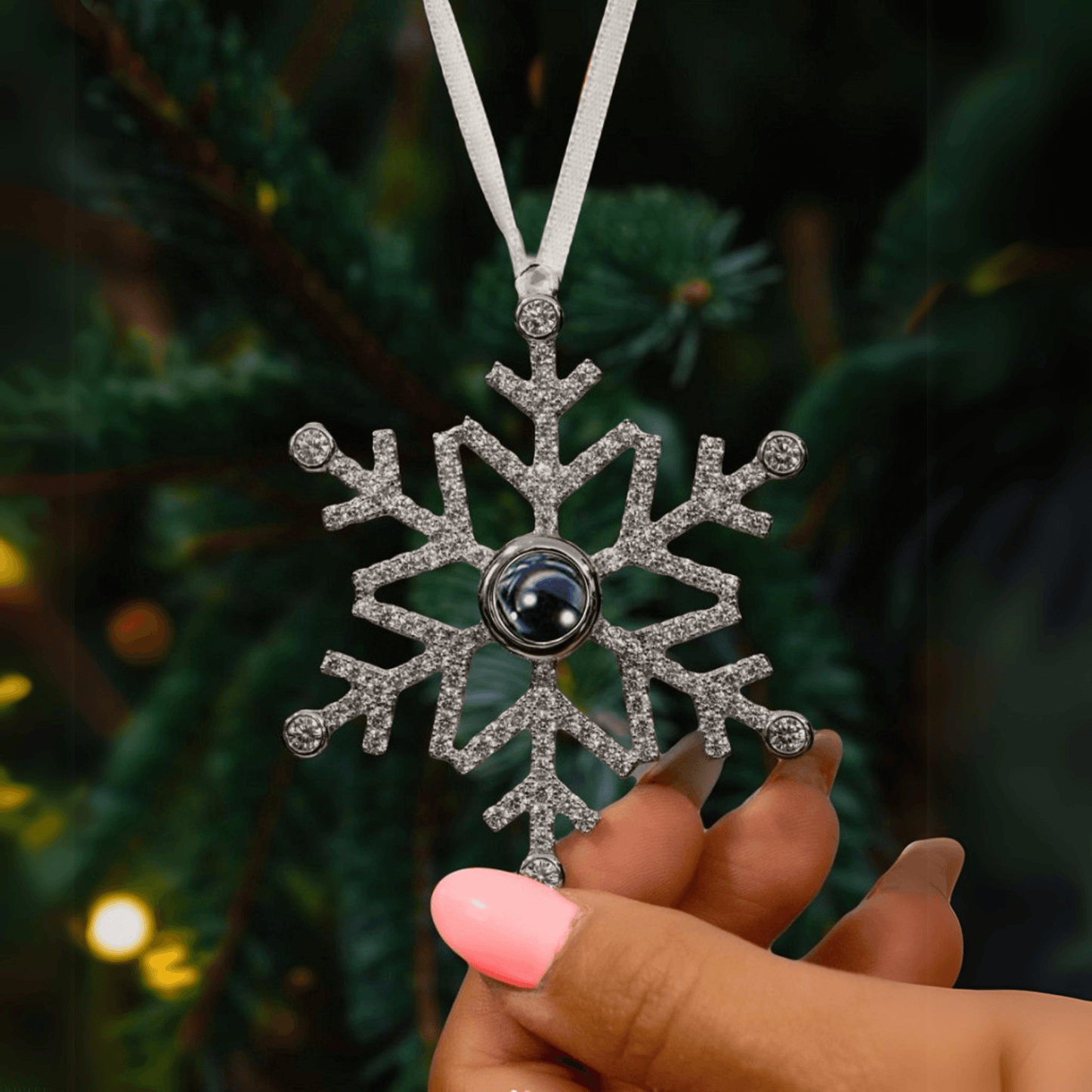Snowflake Ornament W/ Photo Projection - Swaveo Jewelry