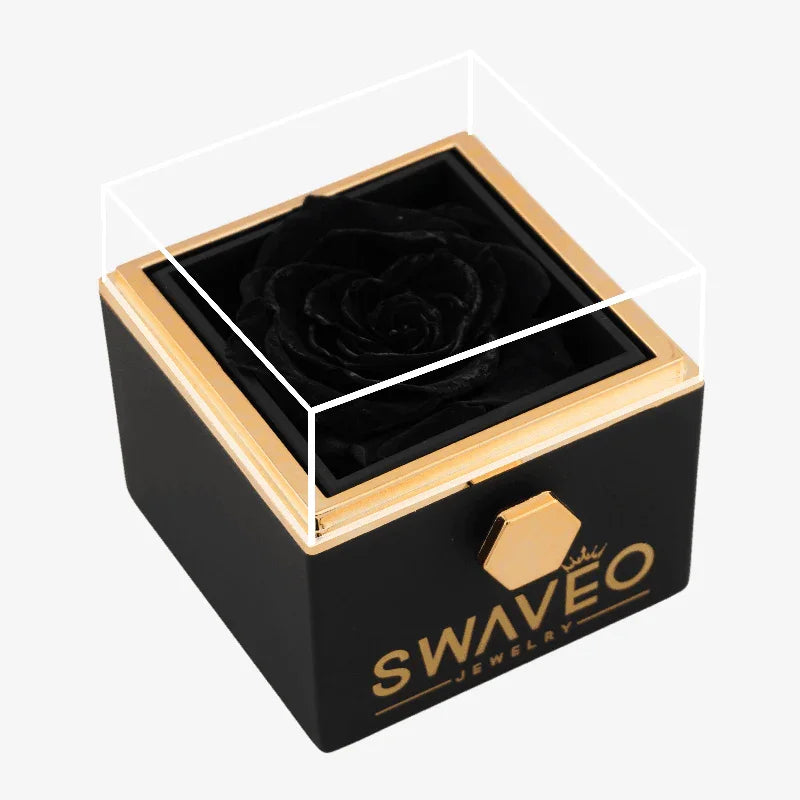 Rotating Forever Rose Box - W/ Engraved Necklace - Swaveo Jewelry