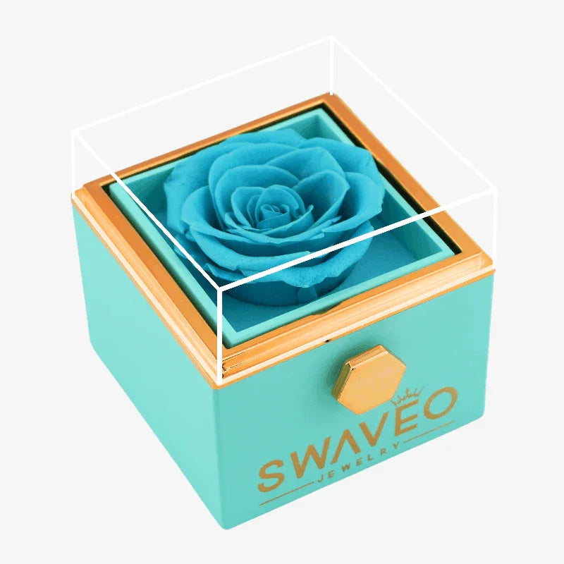 Rotating Forever Rose Box - W/ Engraved Necklace - Swaveo Jewelry
