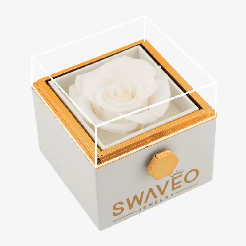 Rotating Forever Rose Box - W/ Engraved Necklace - Swaveo Jewelry