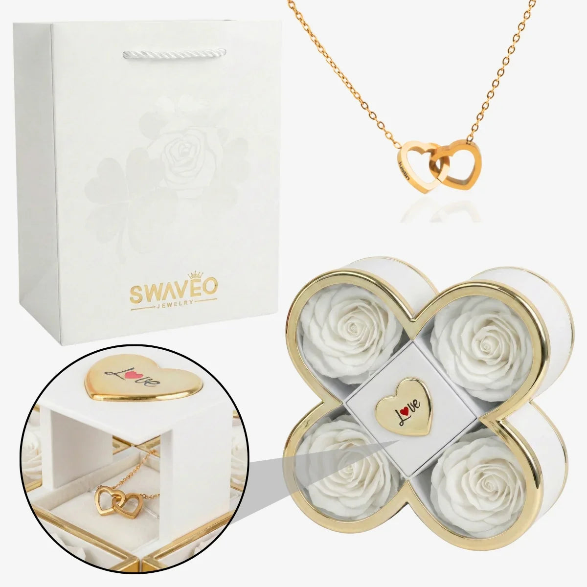 Boîte Signature Rose avec Collier Gravé