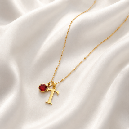 Initial & Birthstone Necklace