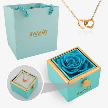 Forever Rose Box - W/ Engraved Heart Necklace - Swaveo Jewelry