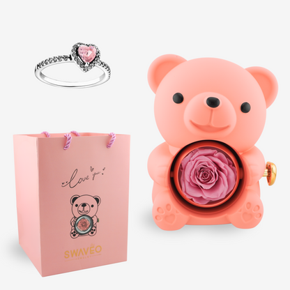 Forever Rose Bear W/ Promise Ring - Swaveo Jewelry