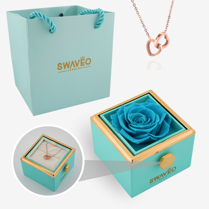 Forever Rose Box - W/ Engraved Heart Necklace - Swaveo Jewelry