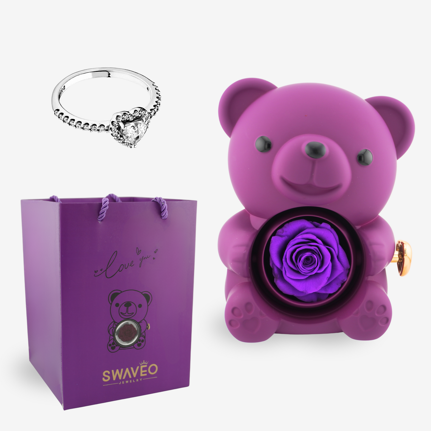 Forever Rose Bear W/ Promise Ring - Swaveo Jewelry