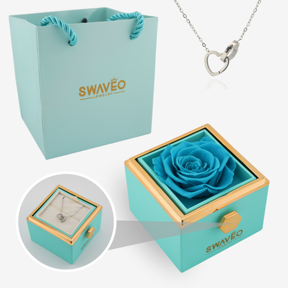 Forever Rose Box - W/ Engraved Heart Necklace - Swaveo Jewelry