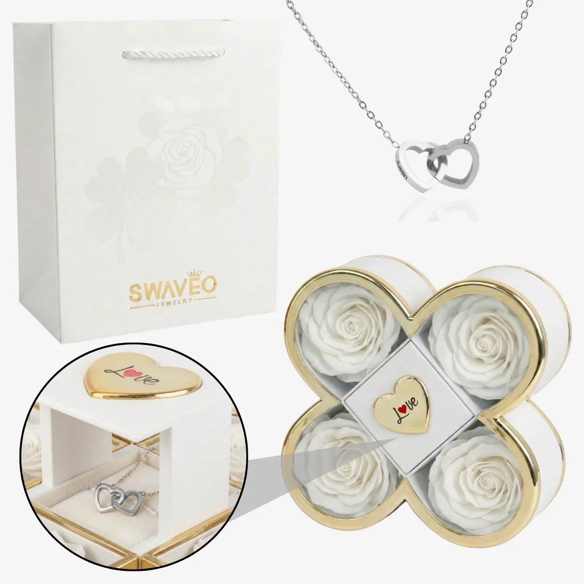 Boîte Signature Rose avec Collier Gravé