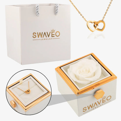 Rotating Forever Rose Box - W/ Engraved Necklace - Swaveo Jewelry