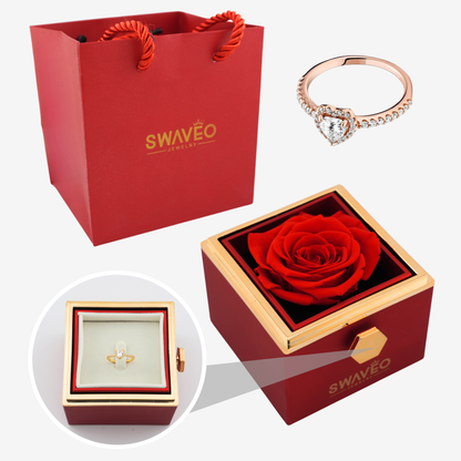 Forever Rose Box - W/ Heart Promise Ring - Swaveo Jewelry