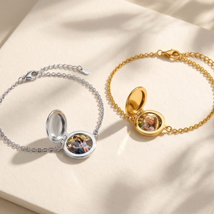 Round Photo Locket Bracelet