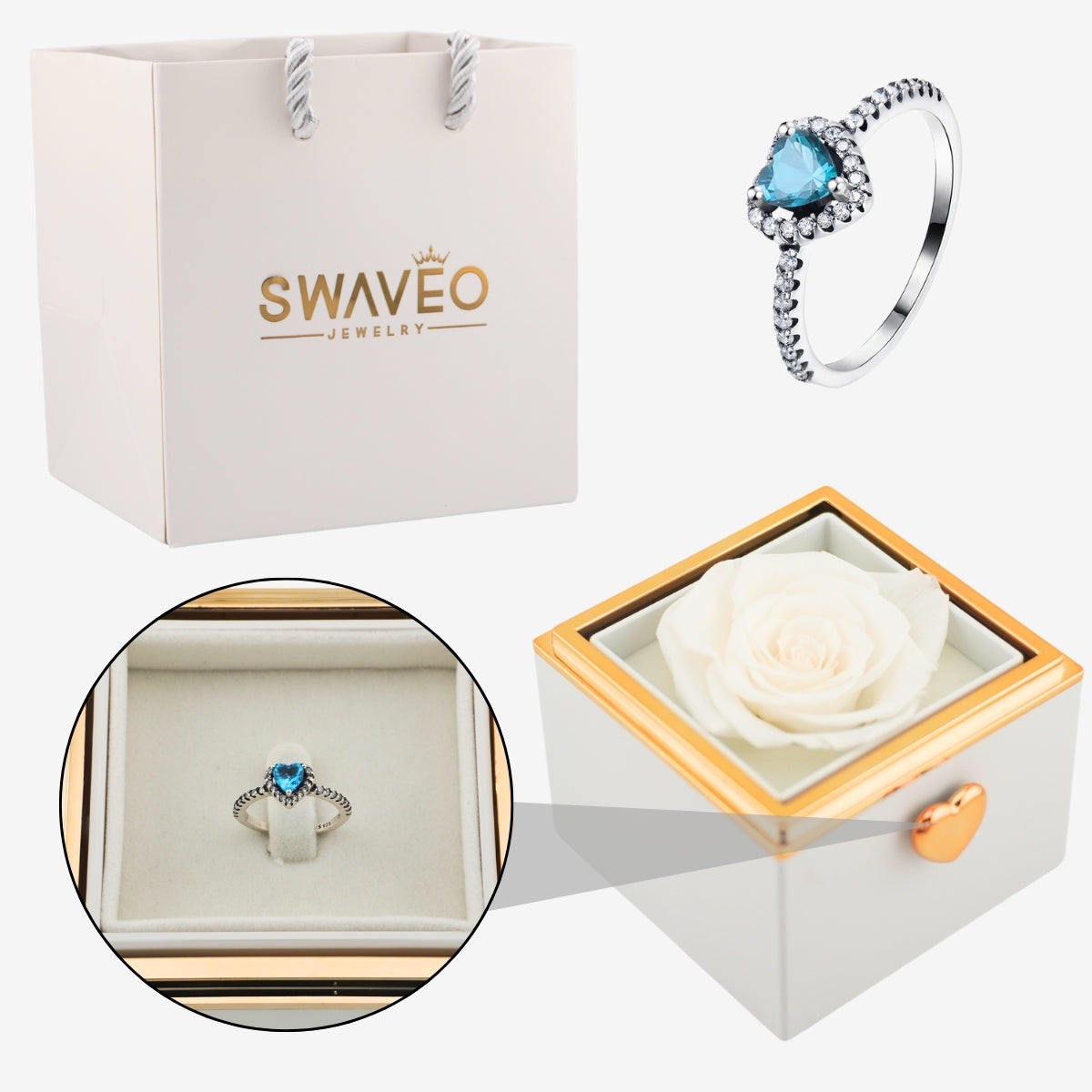 Flip Rose Box - W/ Promise Ring - Swaveo Jewelry