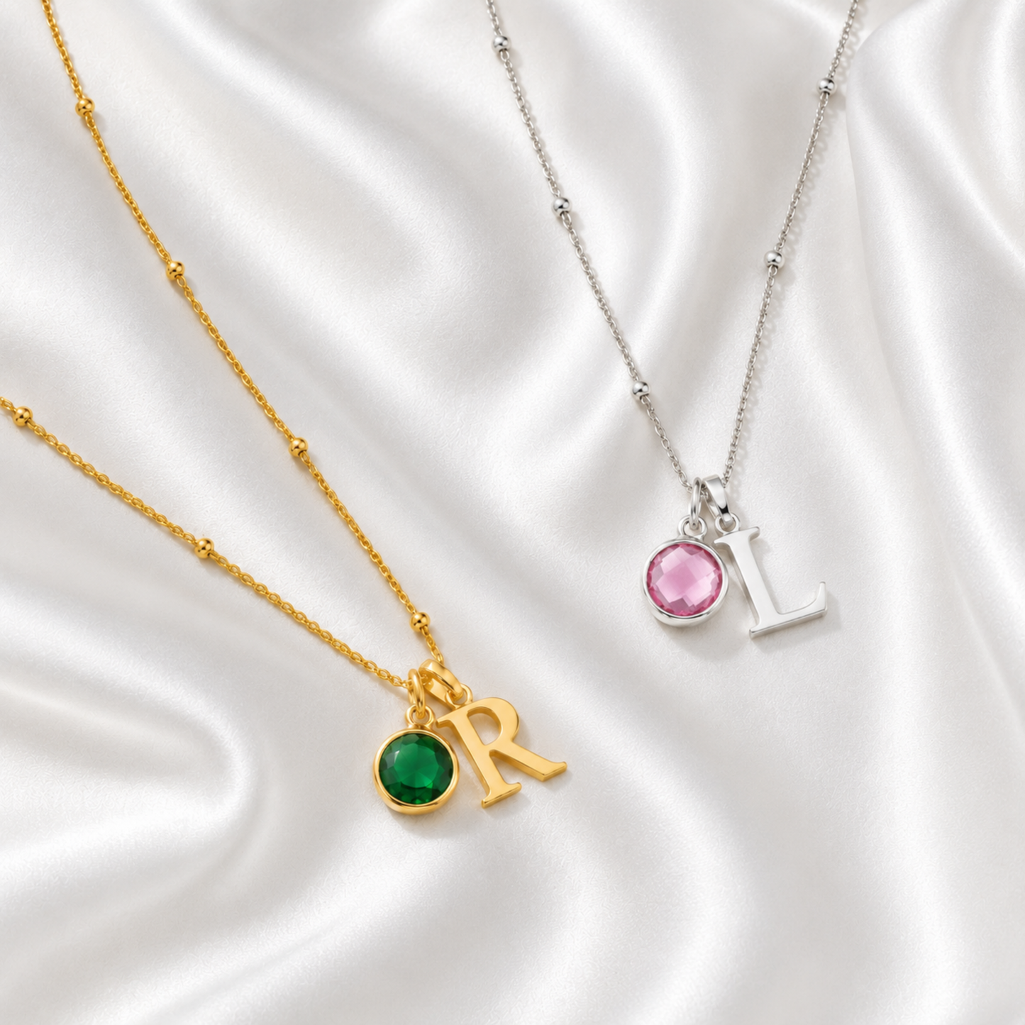 Initial & Birthstone Necklace