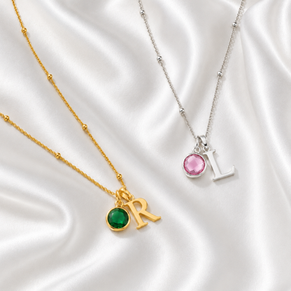 Initial & Birthstone Necklace