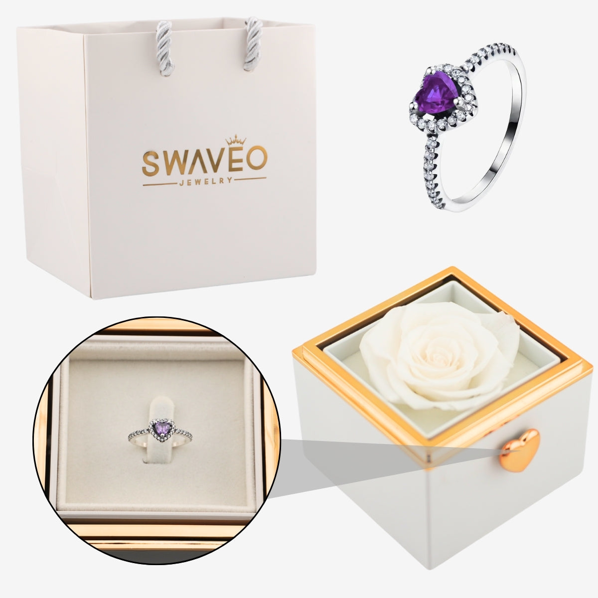 Flip Rose Box - W/ Promise Ring - Swaveo Jewelry