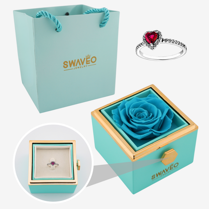 Forever Rose Box - W/ Heart Promise Ring - Swaveo Jewelry