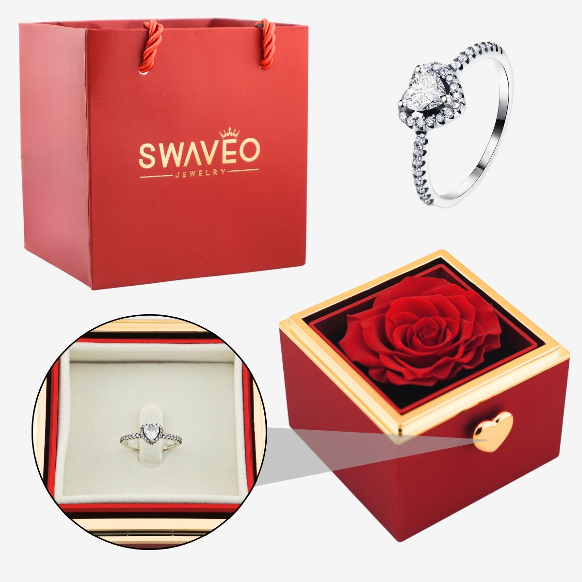 Flip Rose Box - W/ Promise Ring - Swaveo Jewelry