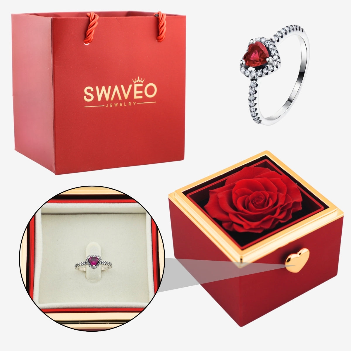 Flip Rose Box - W/ Promise Ring - Swaveo Jewelry
