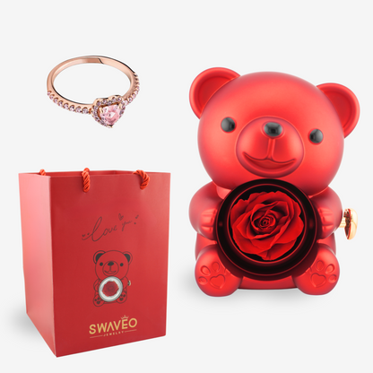 Forever Rose Bear W/ Promise Ring - Swaveo Jewelry