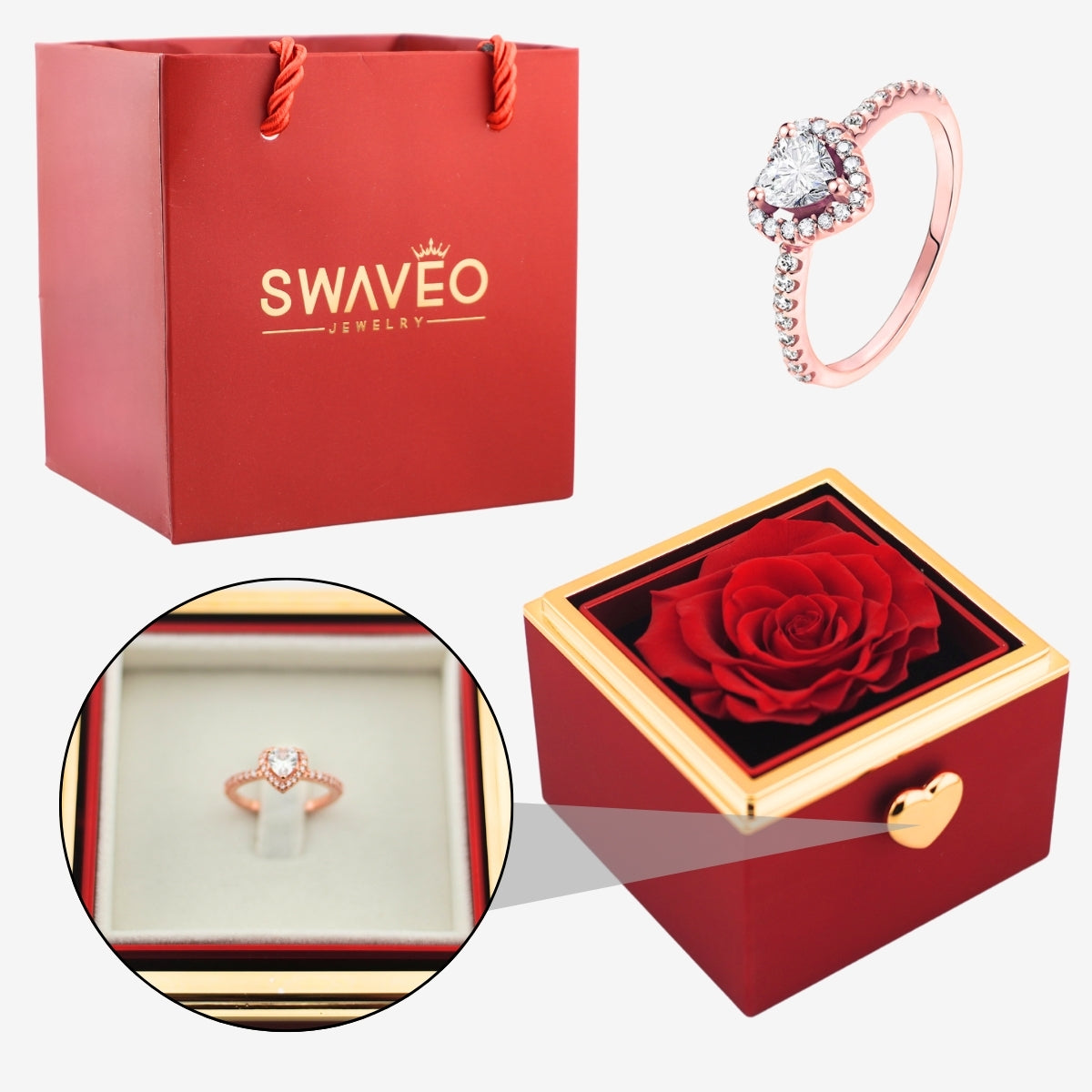 Flip Rose Box - W/ Promise Ring - Swaveo Jewelry
