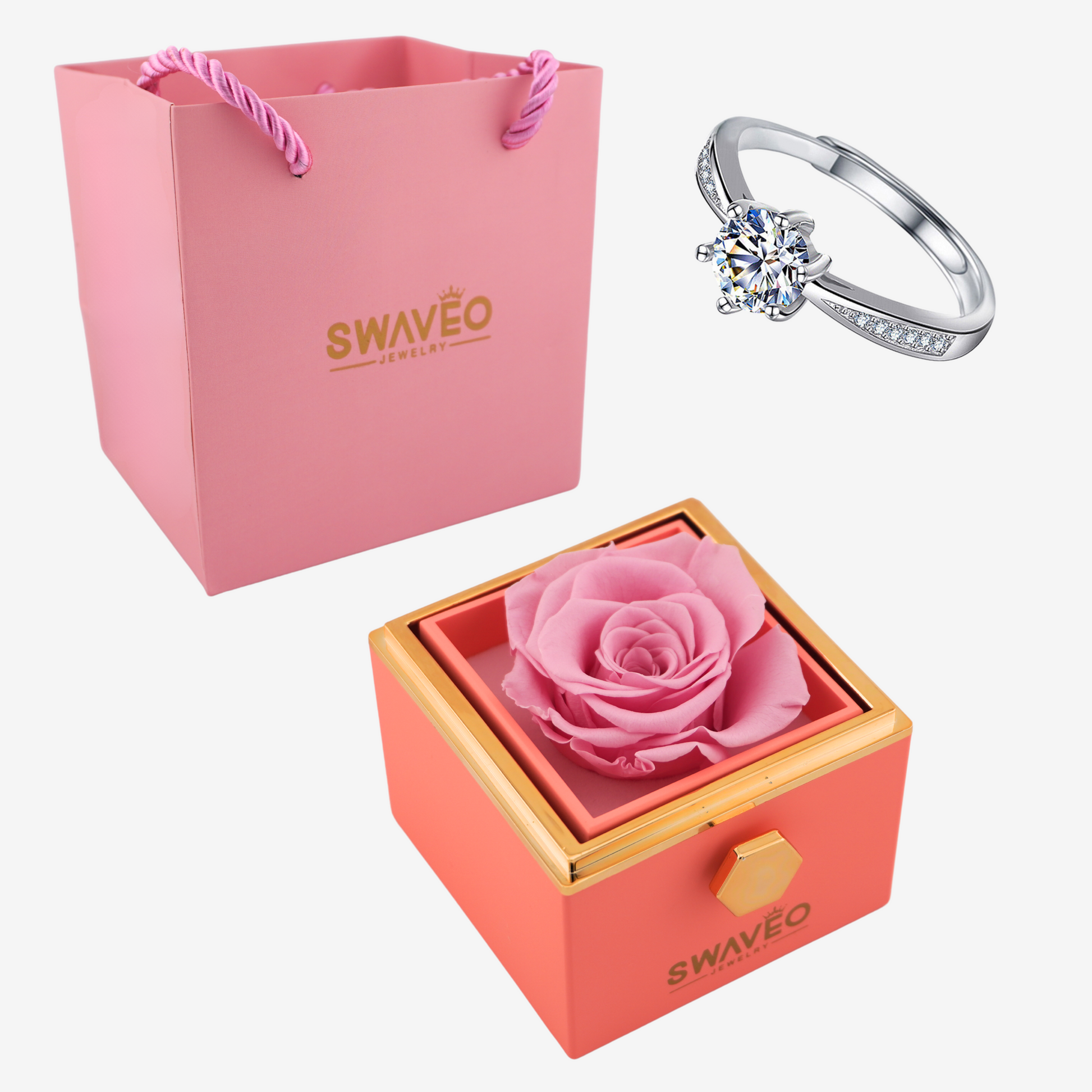 Forever Rose Box - W/ Promise Ring - Swaveo Jewelry