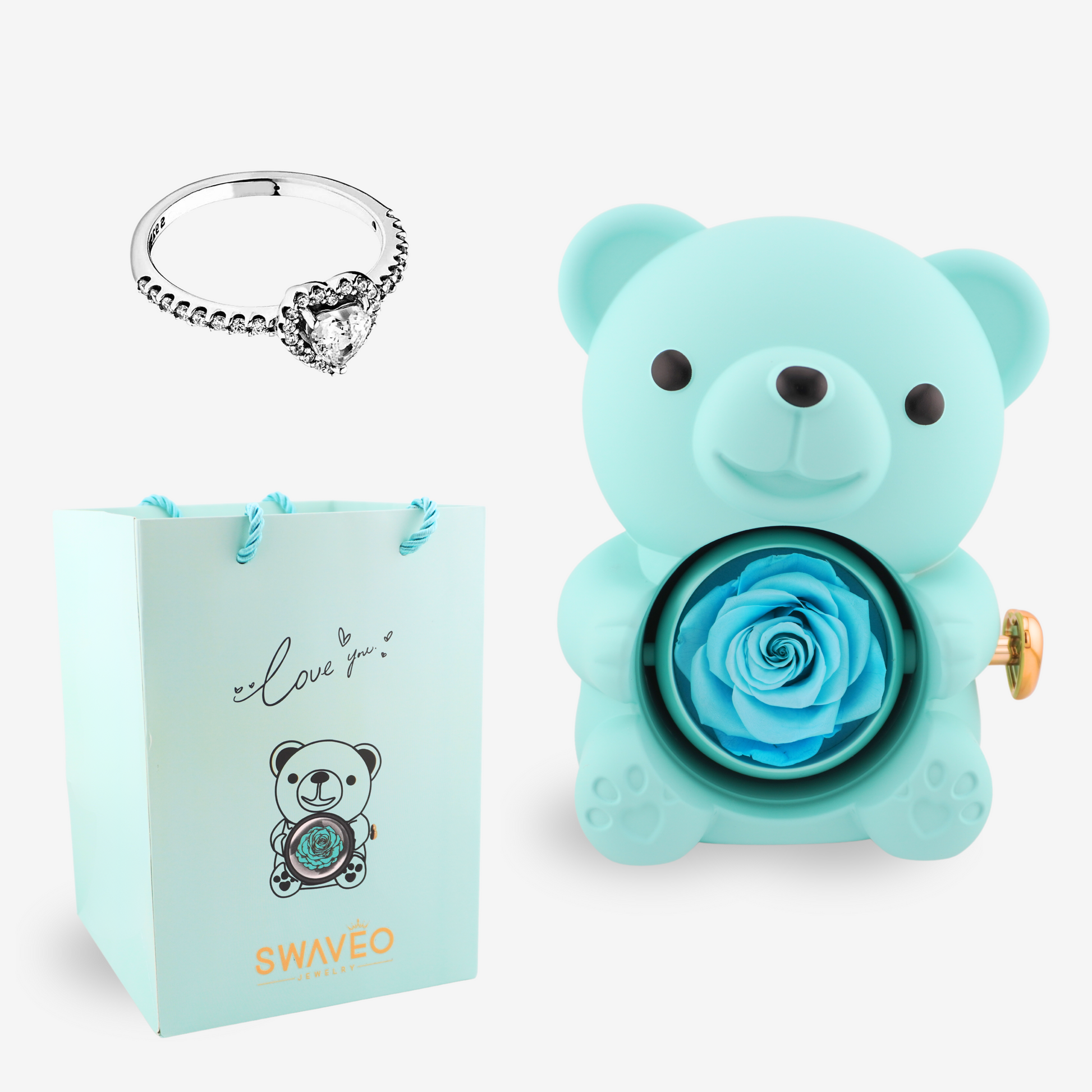 Forever Rose Bear W/ Promise Ring - Swaveo Jewelry