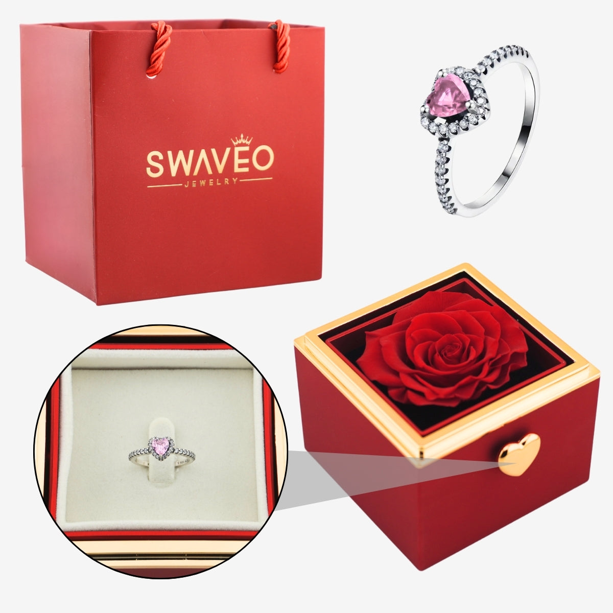 Flip Rose Box - W/ Promise Ring - Swaveo Jewelry
