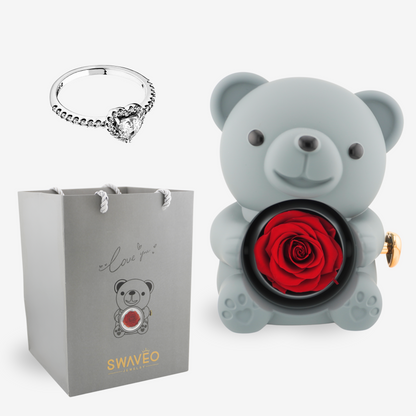 Forever Rose Bear W/ Promise Ring - Swaveo Jewelry