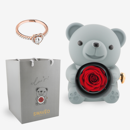 Forever Rose Bear W/ Promise Ring - Swaveo Jewelry