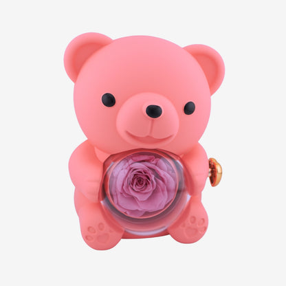 Forever Rose Bear W/ Engraved Necklace