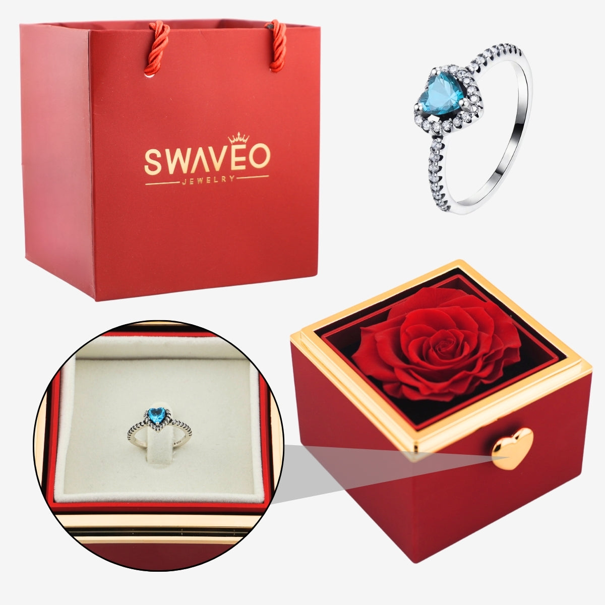 Flip Rose Box - W/ Promise Ring - Swaveo Jewelry
