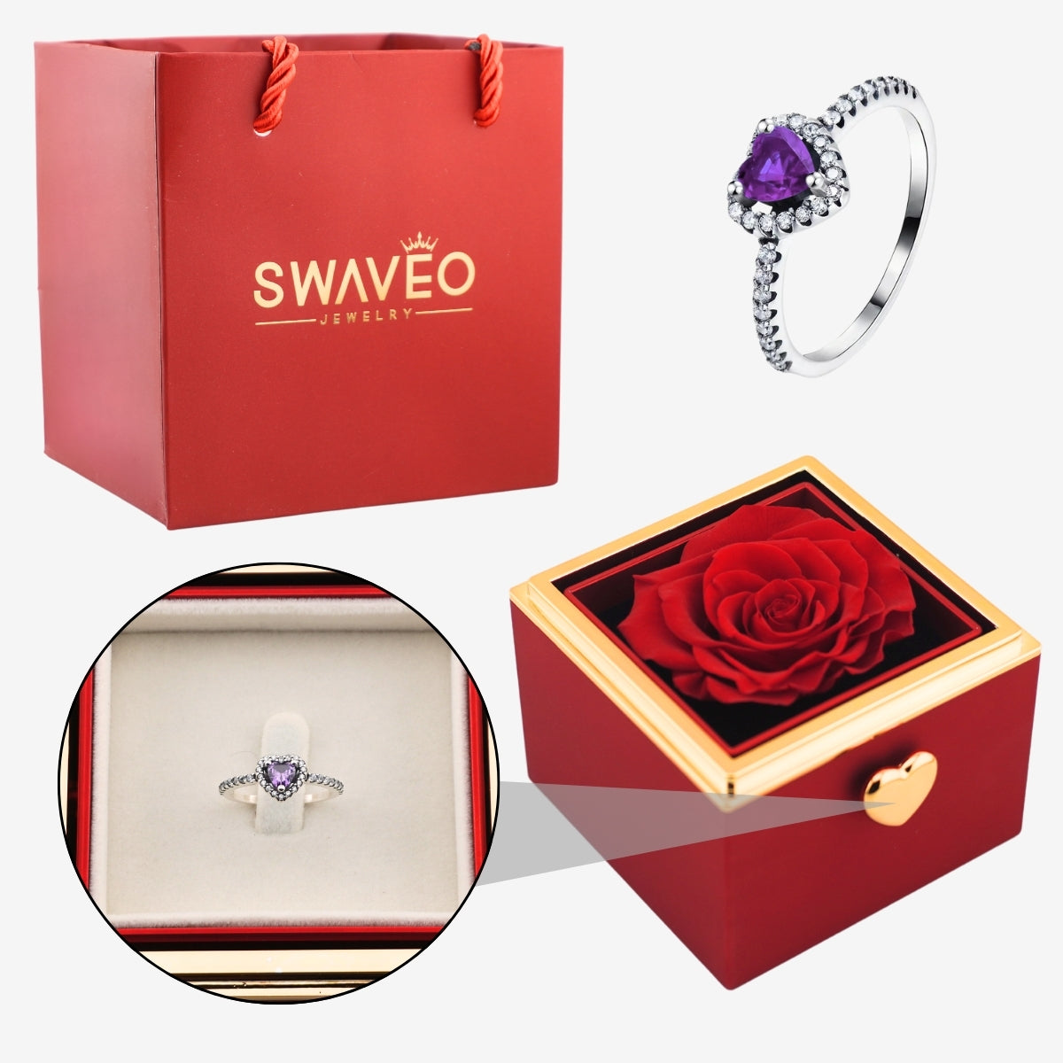 Flip Rose Box - W/ Promise Ring - Swaveo Jewelry