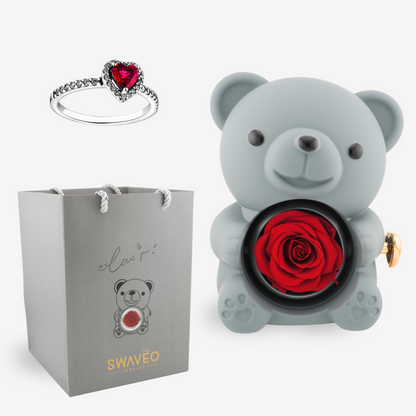 Forever Rose Bear W/ Promise Ring - Swaveo Jewelry