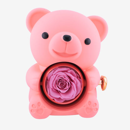 Forever Rose Bear W/ Engraved Necklace