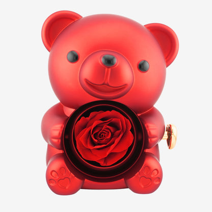 Forever Rose Bear W/ Engraved Necklace